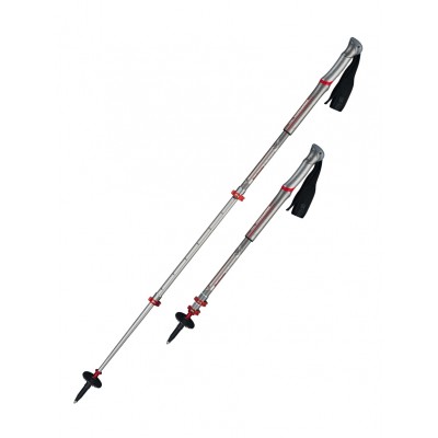 Трекінгові палиці KOMPERDELL Shockmaster Pro Powerlock Compact Silver/Red 90 - 120 cm