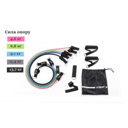 Набір еспандерів 5шт з кріпленнями LiveUp EXPANDER TUBE SET Набір еспандерів 5шт з кріпленнями LiveUp EXPANDER TUBE SET