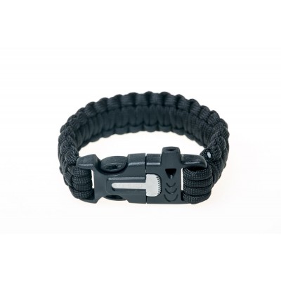 Браслет для виживання Tramp кремінь, 2м паракорда, Чорний (TRA-232-black) (TRA-232-black)