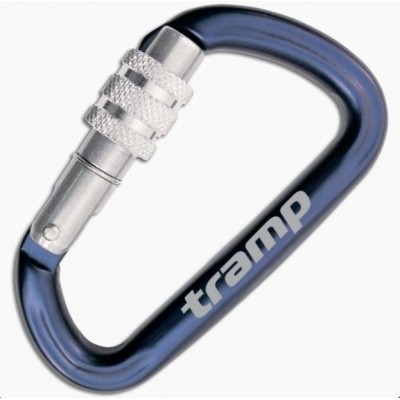 Карабін Tramp алюмінієвий, розмір 6 см, з муфтою, Синій (TRA-007-blue)