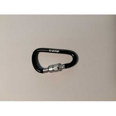 Карабін Tramp алюмінієвий, розмір 6 см, з муфтою, Чорний (TRA-007-black)